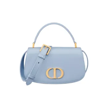 DIOR 30 Montaigne Patent Leather Cowhide Shoulder Bag Crossbody Bag Handbag Small Size Women's Light Blue