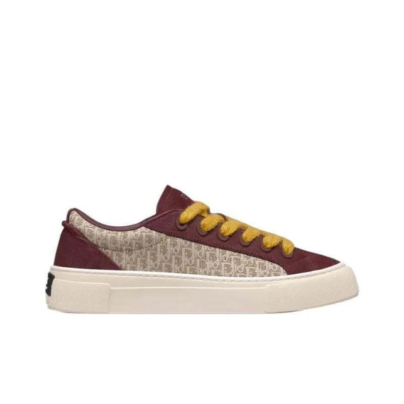 DIOR B33 Platform Shoes Low Top Skateboard Shoes Men's Burgundy-1