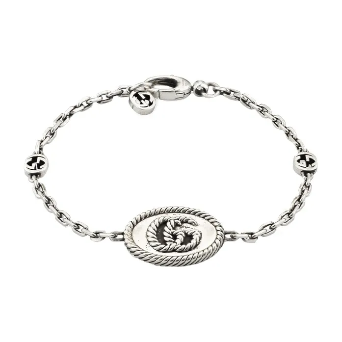 GUCCI Sterling Silver 8.25" Double G Bracelet-1