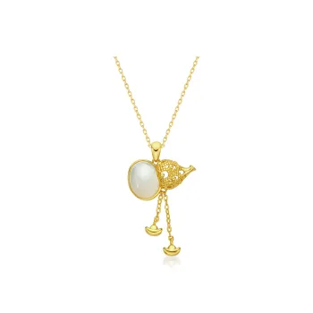 ME LUXE Girlfriend Necklace Pale Greenish White Jade Women's