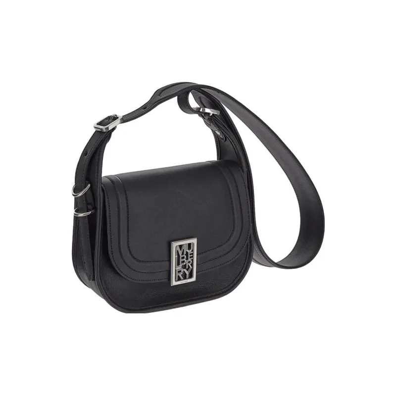 Mulberry Cow Leather Briefcase Crossbody Bag Shoulder Bag Women's Black-2
