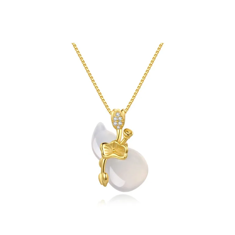 OGDAID Jade Necklaces Women's Lotus Leaf Gourd Necklace-0