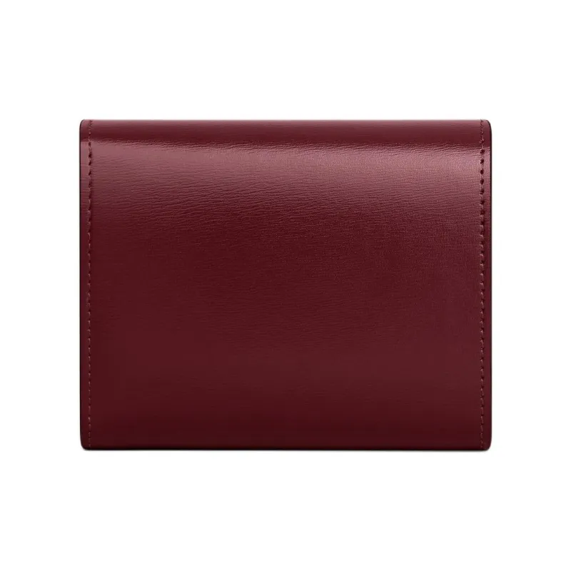 CELINE Triomphe Shiny Calfskin Wallet Small Size Women's Light Burgundy-2