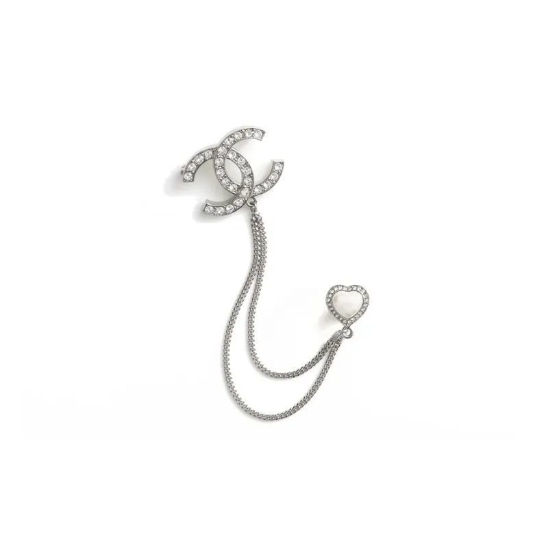 CHANEL Metal Rhinestone Brooches Women's Silver-0