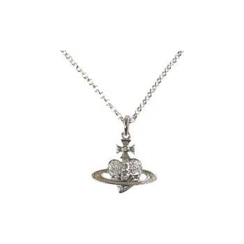 Vivienne Westwood Silver Reverse Heart Saturn Design Necklace Unisex Silver