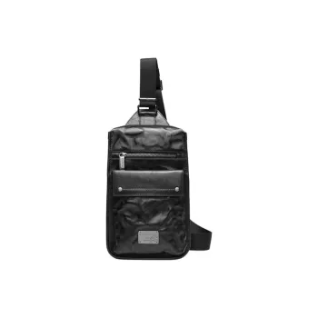 GOLDLION Cow Leather Sling Bag Medium Size Men's Black