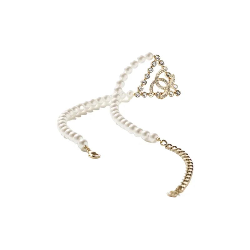 CHANEL Gold Pearl Necklaces Women's-1