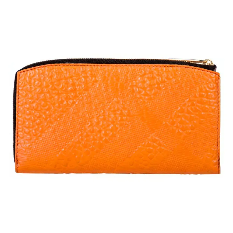 Burberry Calfskin Wallet Women's Pink Orange-2