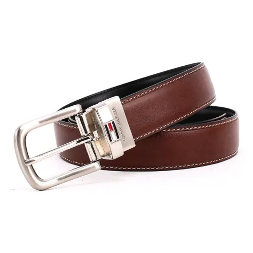 Tommy Hilfiger Fashion Trend Minimalist Style Versatile Pin Buckle Belt Men's Brown Width: 3.2cm