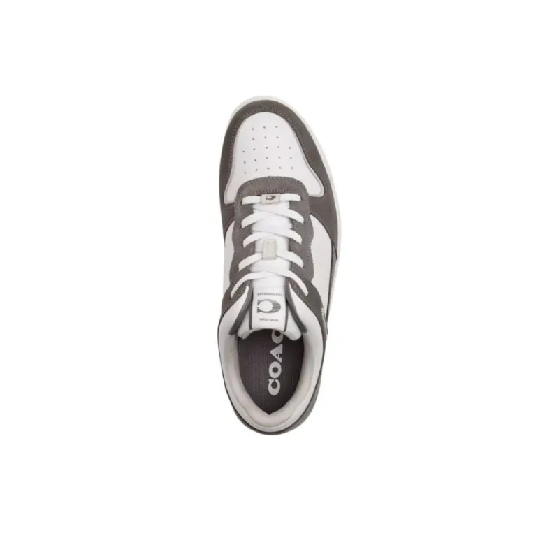 COACH C201 Low Top Skateboard Shoes Men's White Gray-3