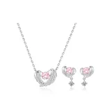 (Heartbeat Pink) Necklace+Earrings