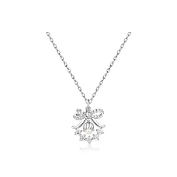 FANCI S925 Silver Inlaid With Shell Beads Necklaces Women's Silver Gold