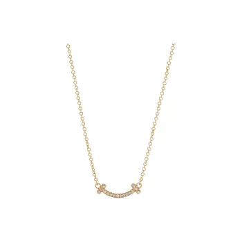 TIFFANY & CO. 2010s 18kt Rose Gold T Smile Mini Diamond Pendant Necklace