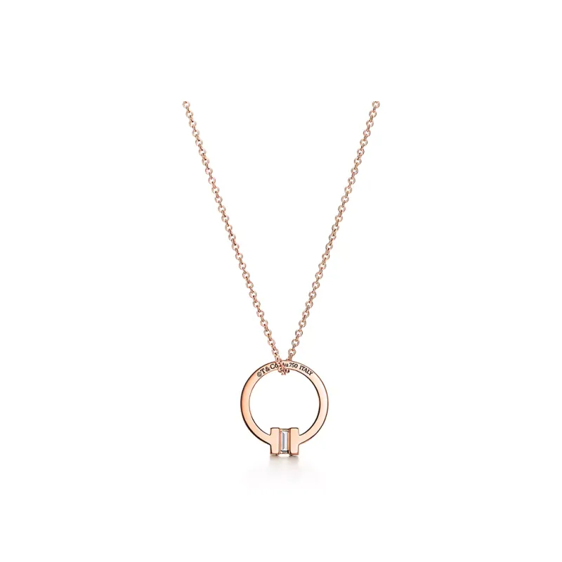 TIFFANY & CO. T Series 18K Rose Gold Necklaces Unisex-0