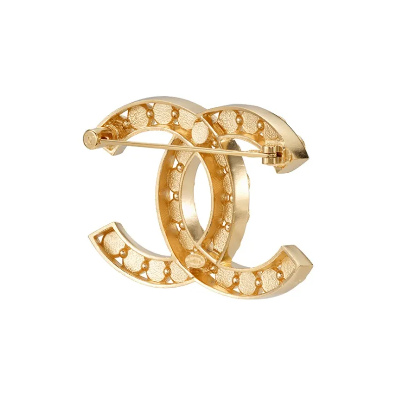 CHANEL 1980 1990s Rhinestone embellished Cc Brooch-2