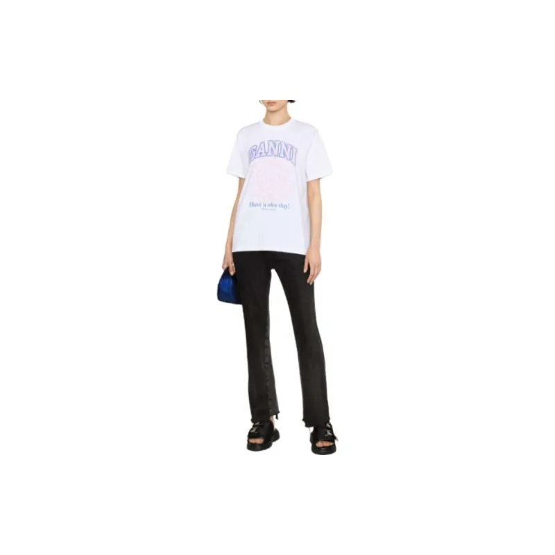 GANNI White Flower T-Shirt-1