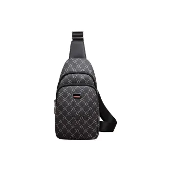 Old Man's Head Synthetic Leather Shoulder Bags Sling Bags Men's Black