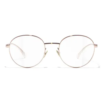 CHANEL Alloy Metal Irregular Shape Eyeglass Frames Unisex Rose Gold