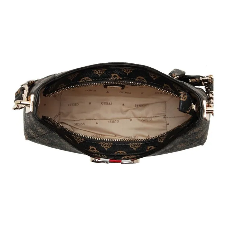 GUESS Artificial Leather Crescent Bag Crossbody Bag Shoulder Bag Medium Size Women's Black Brown-3