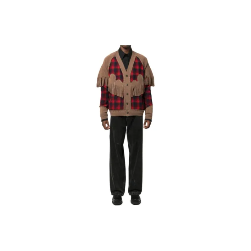 Maison Margiela X Pendleton Fringe trim Wool Cardigan-1
