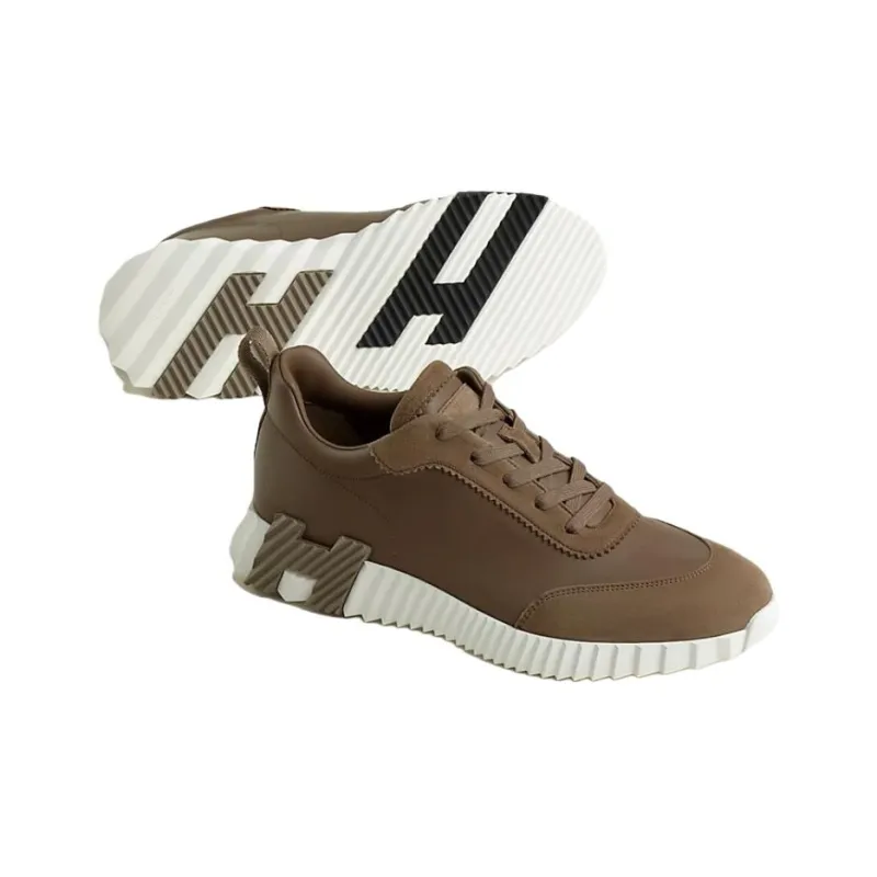 HERMES Bouncing Low Top Casual Shoes Men's Brown-3