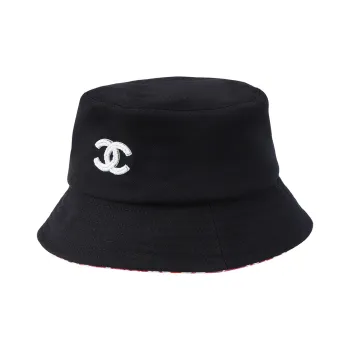 CHANEL Cotton Bucket Hats Women's Black