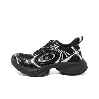 Ocai Anti Slip Wear Resistant Low Top Casual Running Shoes Unisex Black Silver