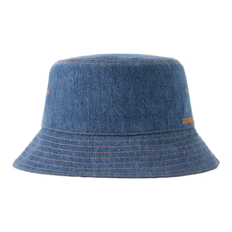 Burberry Logo Embroidered Denim Bucket Hat-1