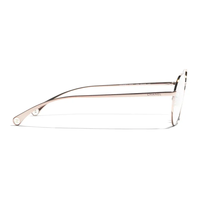 CHANEL Alloy Metal Irregular Shape Eyeglass Frames Unisex Rose Gold-2