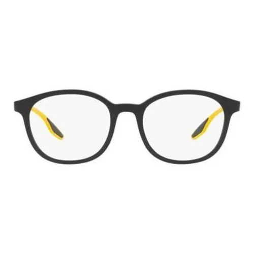 PRADA Plate Frame Irregular Shape Eyeglass Frames Men's Black