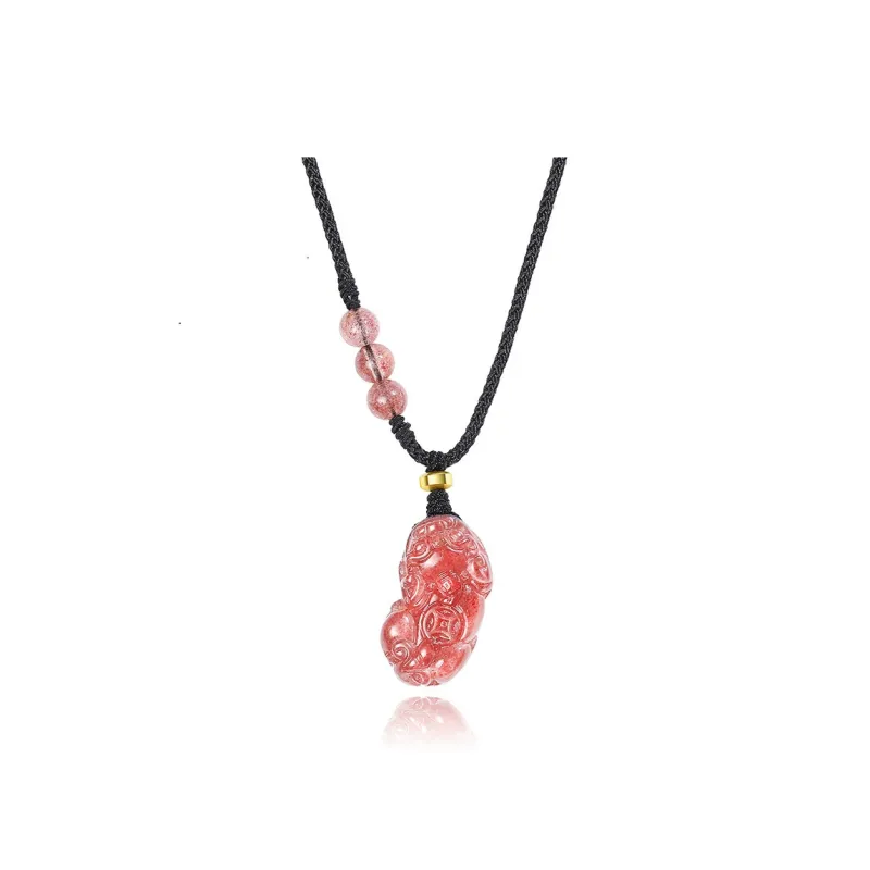 Artisan Lock Heart Jade Obsidian Jade Necklaces Unisex-1