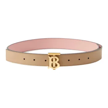 Burberry Fashion Trend Double Sided 2 in 1 Smooth Buckle Leather Belt Women's Pink Width  2cm