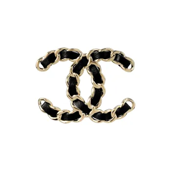 CHANEL Lambskin Metal Brooches Women's Black
