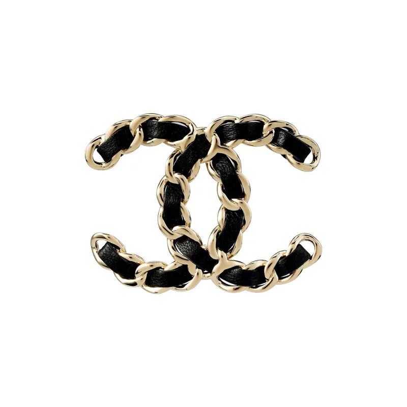 CHANEL Lambskin Metal Brooches Women's Black-0