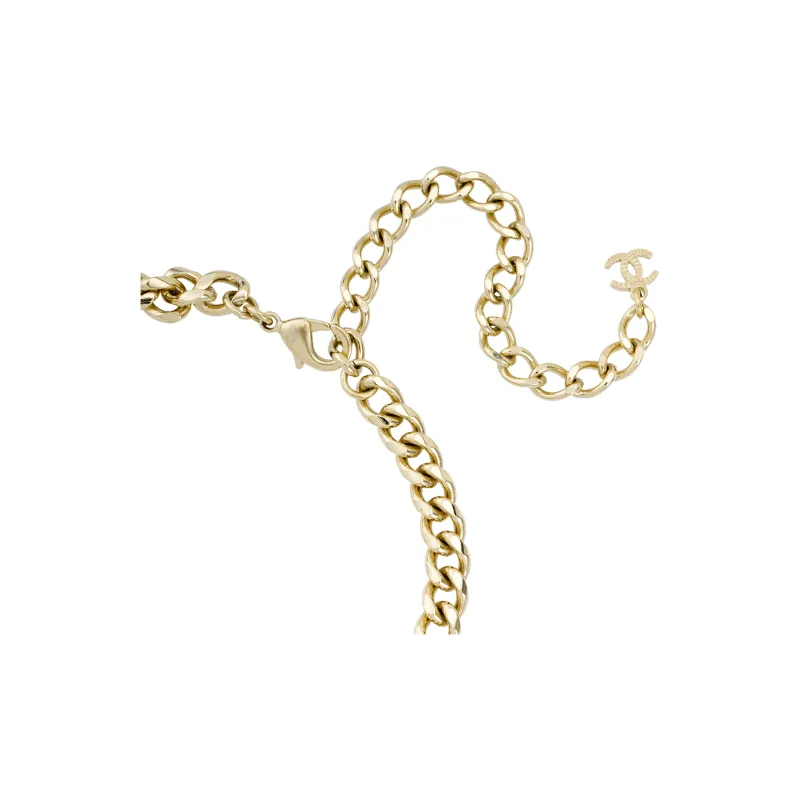 CHANEL Laces Necklaces Women's Gold/Pearl White-3