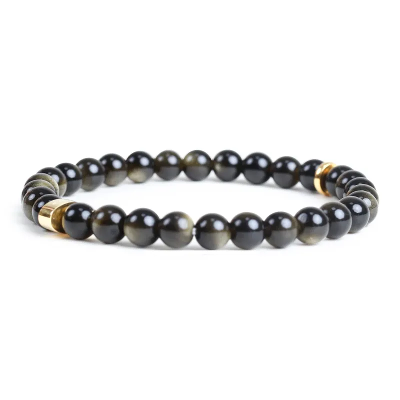 FOUNDIN Gold Sheen Obsidian Silver Sheen Obsidian Bracelets Unisex-0