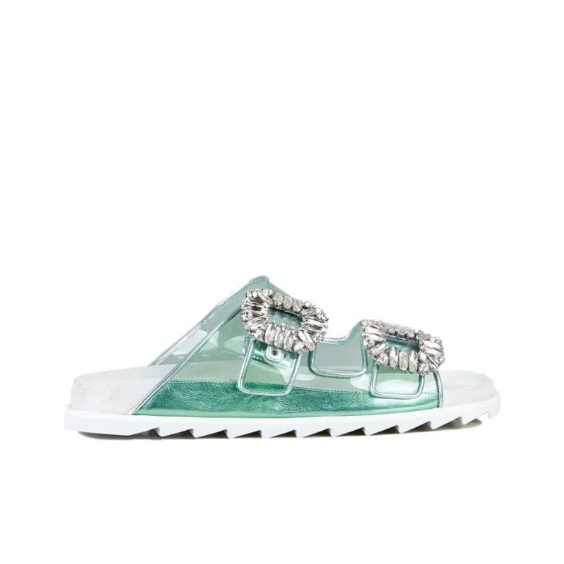 Roger Vivier Slidy Viv' Slide Slippers Women's Green-1