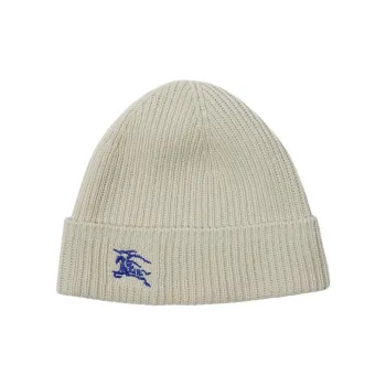 Burberry Logo Embroidered Ribbed Knit Beanie