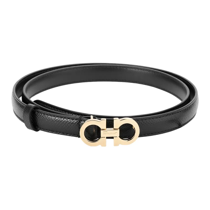 FERRAGAMO Leather Belts Women's Black Width 1.5CM-0