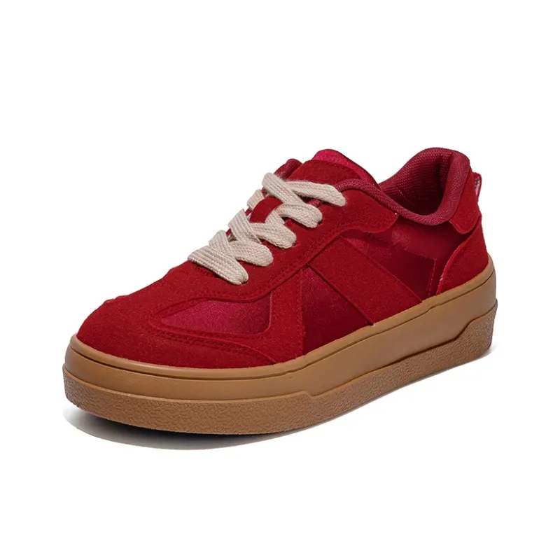 B10CROWN Anti-Slip And Wear-Resistant Lightweight Low-Top Skateboard Shoes Women's Red-2