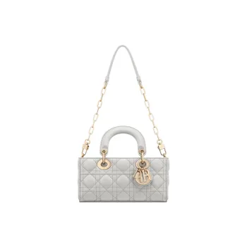 DIOR Lady D Joy Lambskin Lady Dior Bag, Shoulder Bag, Crossbody Bag, Handbag Small Size Women's Mist Gray