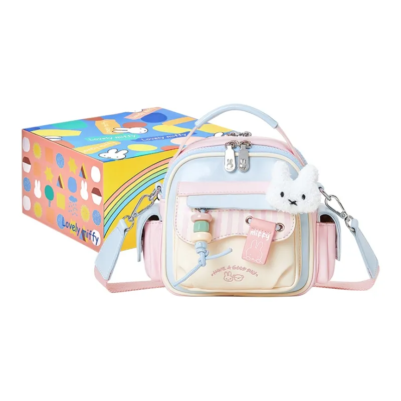 Miffy Synthetic Leather Shoulder Bag Crossbody Bag Small Size Women's White Pink-9