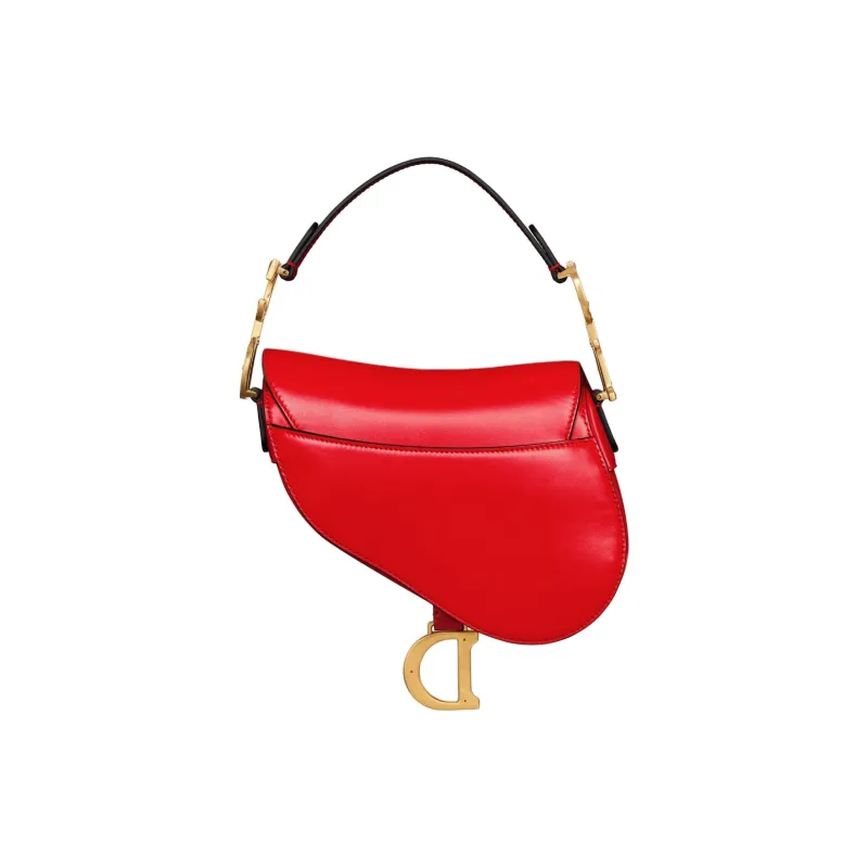 DIOR Smooth Calf Leather Saddle Bag Shoulder Bag Crossbody Bag Handbag Mini Women's Bright Red-3