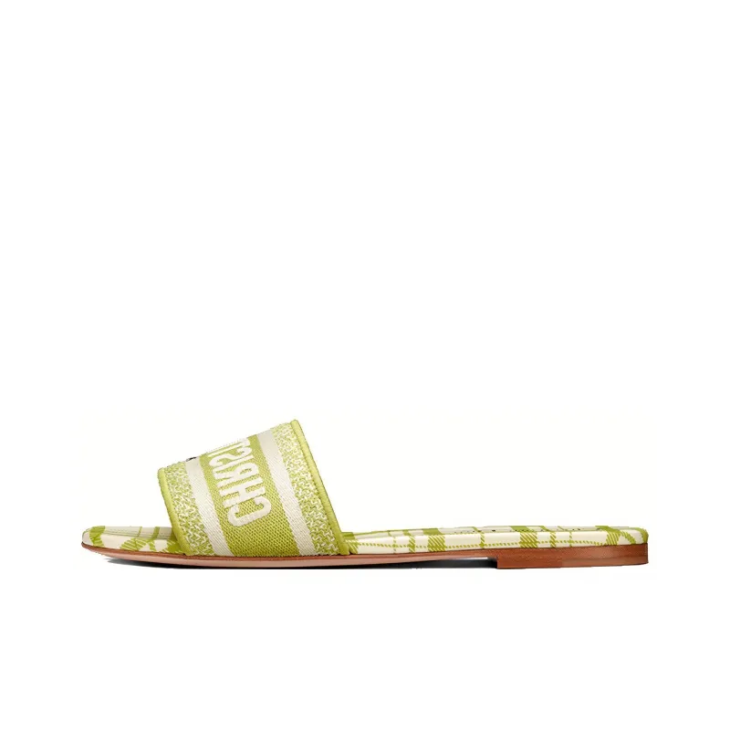 DIOR Dway Stylish Sandals Women's Green Yellow-0