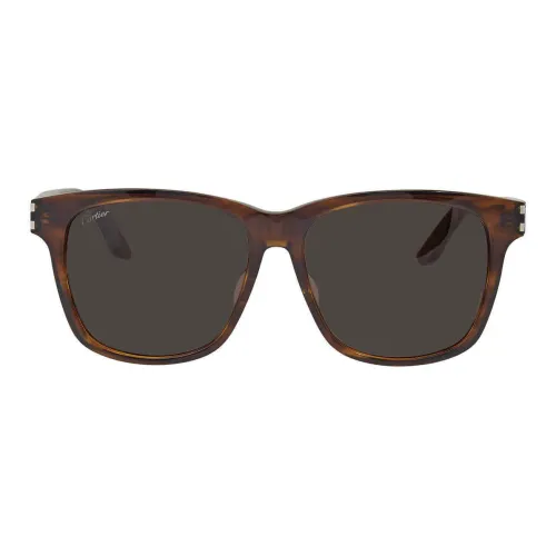 CARTIER Plastic Square Sunglasses Men's Brown