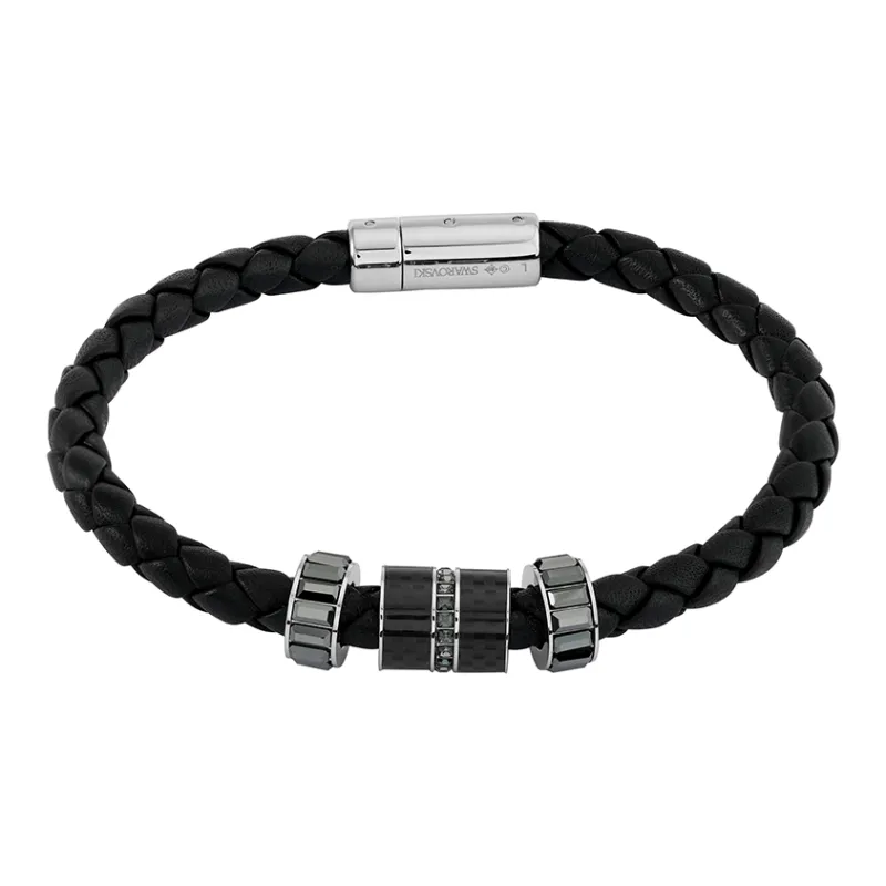 Swarovski Faux Crystal Stone Bracelets Men's Black-0