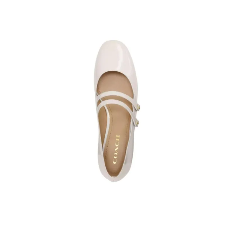COACH Angelina Spool Heel Mary Jane Shoes 3.8cm Women's Beige-3