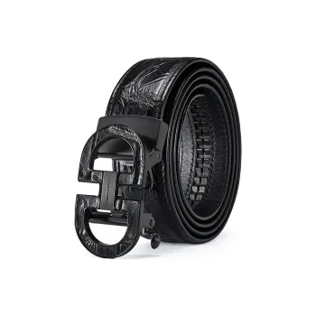 ROBERTA DI CAMERINO Crocodile Leather Belts Men's Black 3.45CM Writing A Greeting Card And Printing Photos