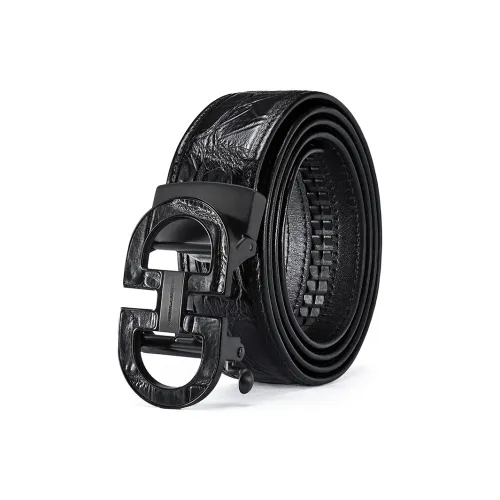 ROBERTA DI CAMERINO Crocodile Leather Belts Men's Black 3.45CM Writing A Greeting Card And Printing Photos