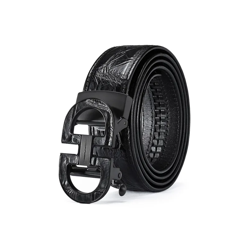 ROBERTA DI CAMERINO Crocodile Leather Belts Men's Black 3.45CM Writing A Greeting Card And Printing Photos-0